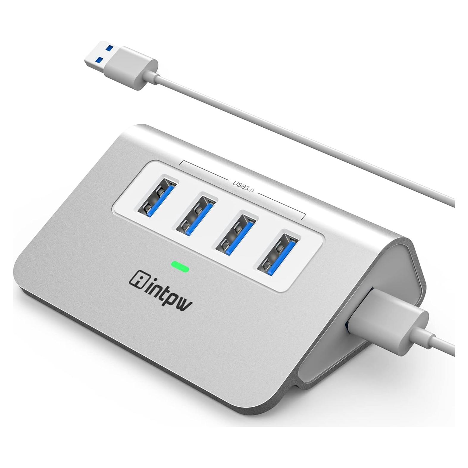 Hub USB 3.0 4 Puertos Aluminio Intpw 5Gbps para Laptop