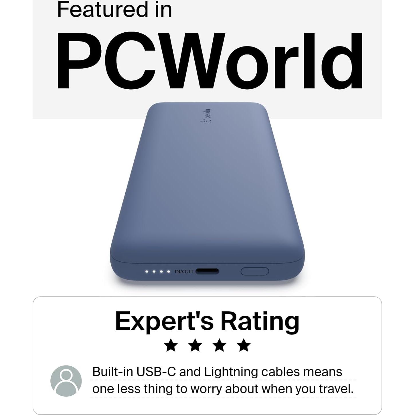 Cargador Portátil Belkin 10,000mAh 23W USB-C y Lightning