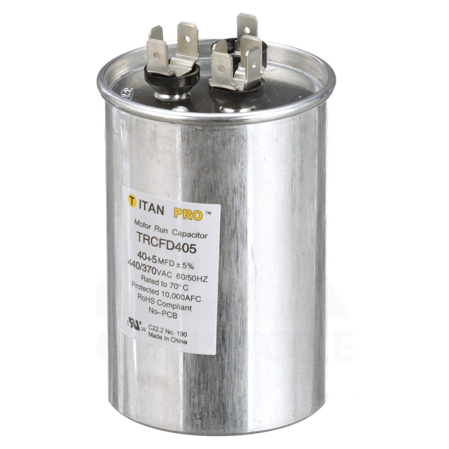 Capacitor Redondo Doble Motor TitanPro TRCFD405 40/5 MFD 440V