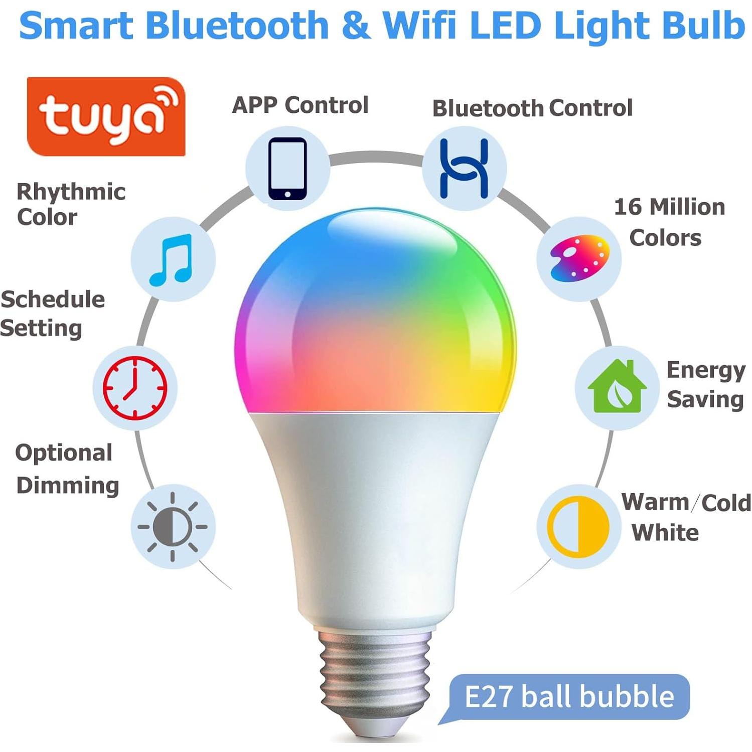 Bombilla LED Inteligente AFINSEA WiFi Bluetooth 10W E26 RGB
