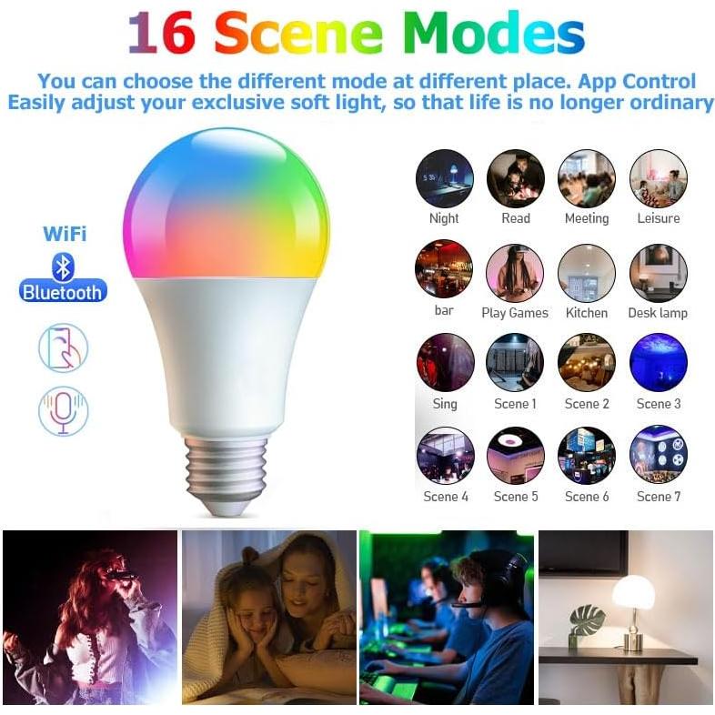 Bombilla LED Inteligente AFINSEA WiFi Bluetooth 10W E26 RGB