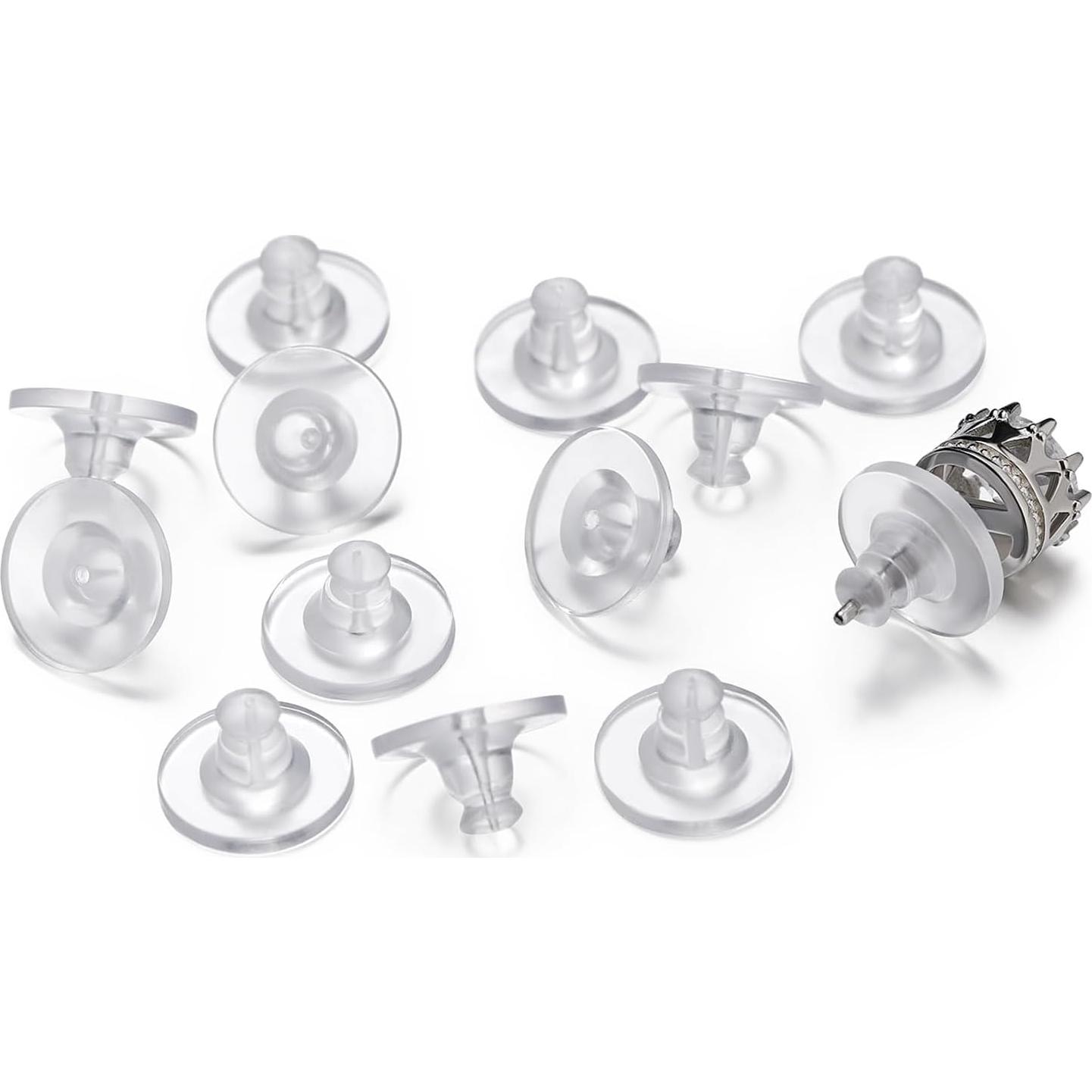 Earring Backs Rubber,100 PCS Soft Clear Earring Backs for Studs,Hypoallergenic Silicone Earrings Backs Replacement Safety Back Stoppers