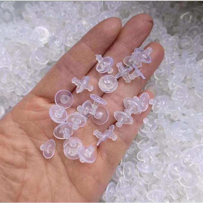 Earring Backs Rubber,100 PCS Soft Clear Earring Backs for Studs,Hypoallergenic Silicone Earrings Backs Replacement Safety Back Stoppers