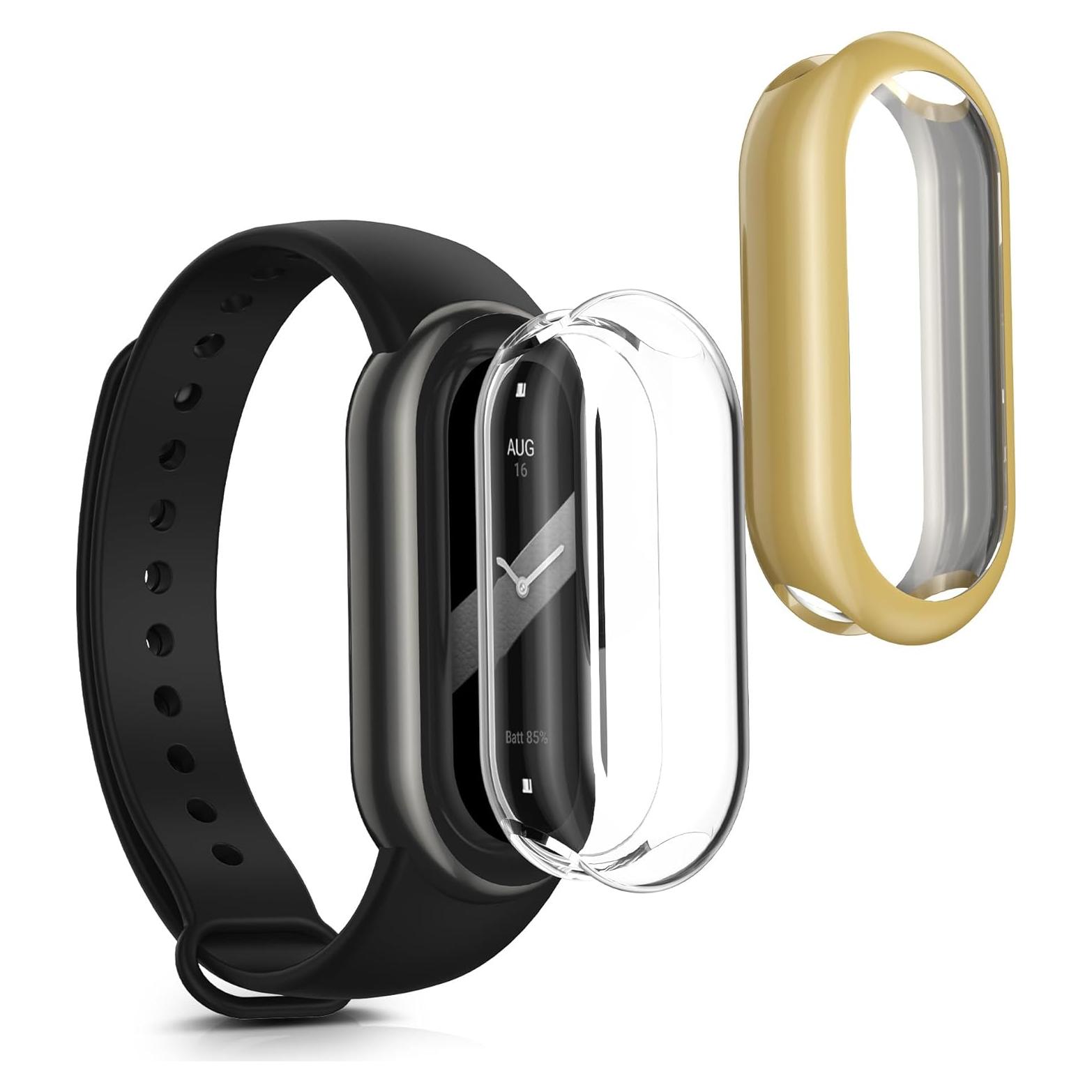 Funda Silicona TPU KW-Mobile para Xiaomi Mi Band 8 - Transparente/Oro