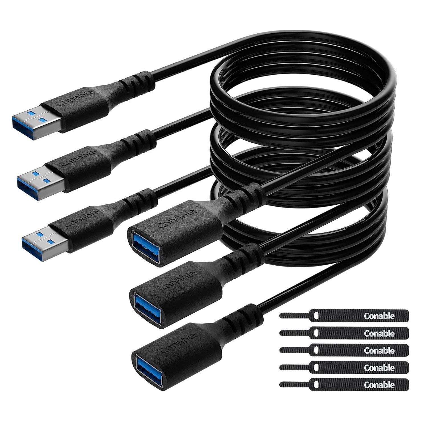 Paquete de 3 Cables de Extensión USB 3.0 Conable 60 cm