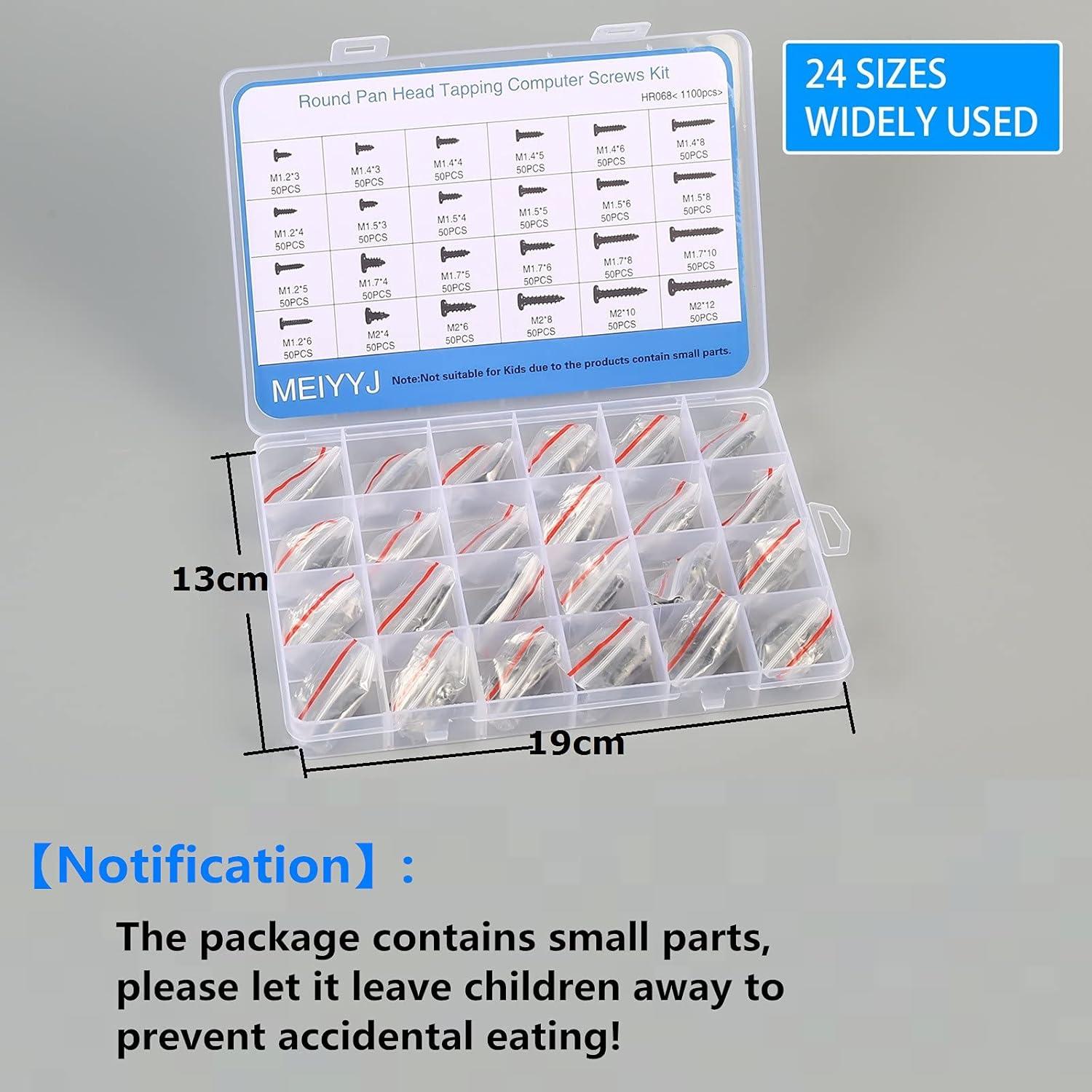 Kit de Tornillos MEIYYJ 1100 Piezas para Laptop M1.2 a M2