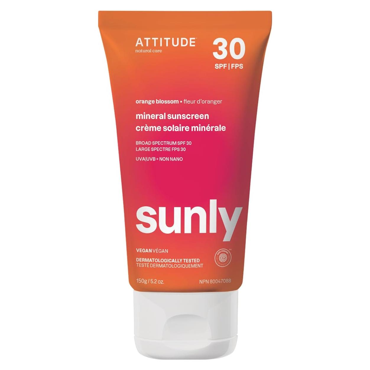 Crema Solar Mineral ATTITUDE SPF 30 Óxido de Zinc 147 g