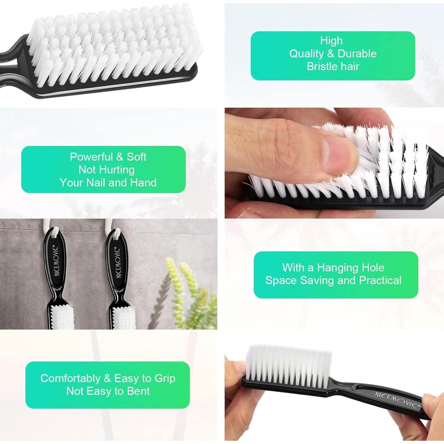 Cepillo de Uñas NICEMOVIC 10 Pcs Mango Antideslizante Negro
