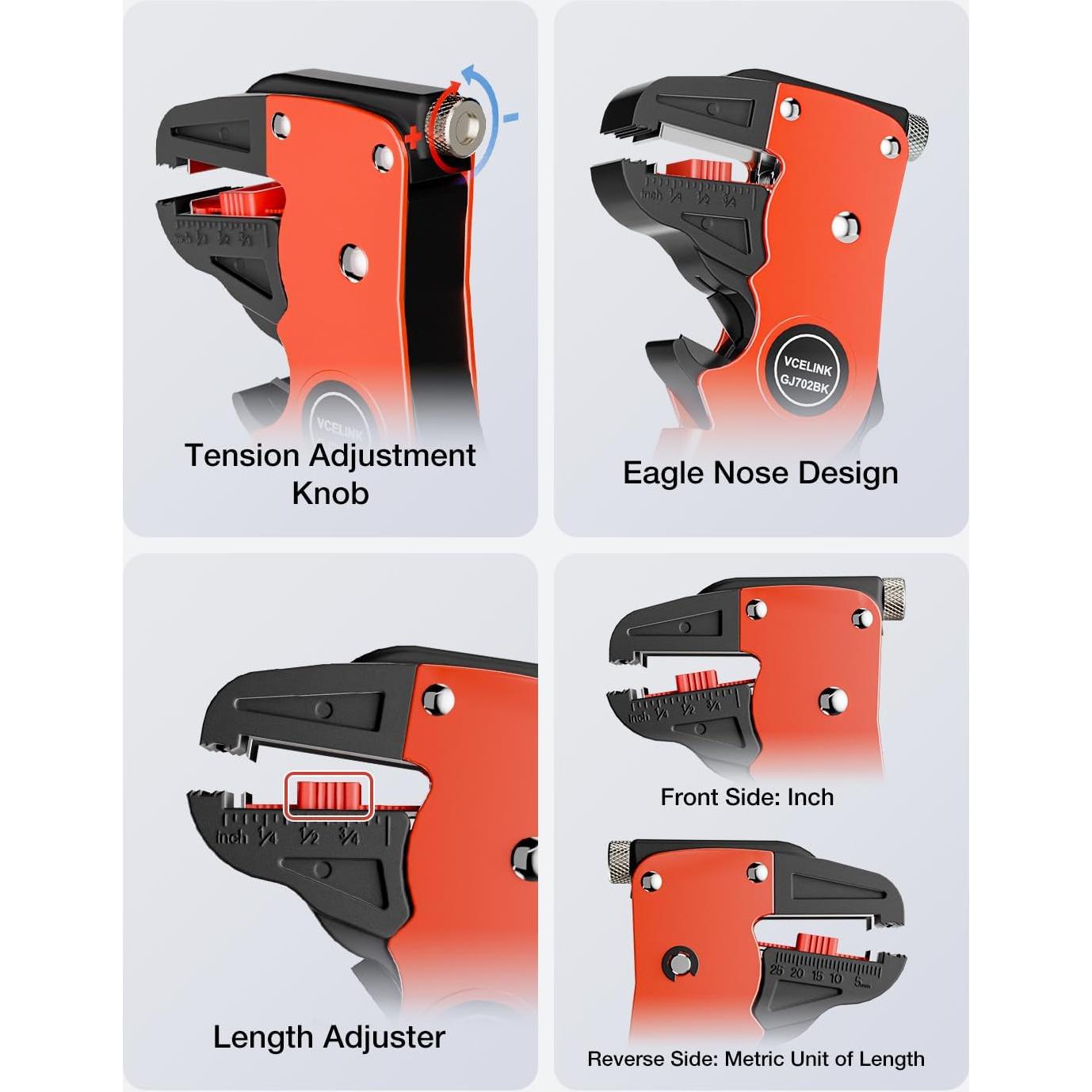 Destripador de Cables Automático VCELINK 2 en 1 Ajustable Negro