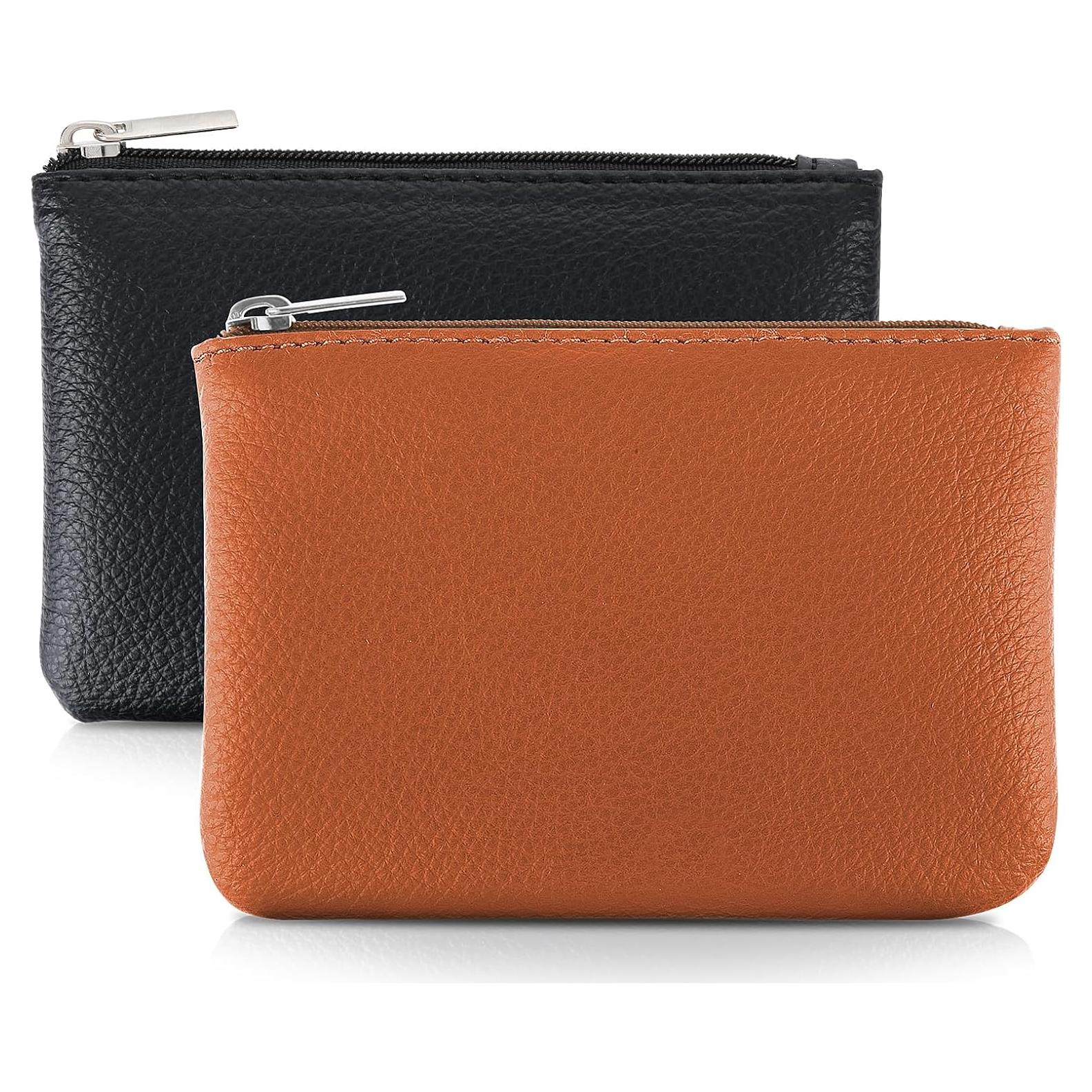 Monedero de Cuero PU TIESOME Mini 12x9cm Negro y Marrón