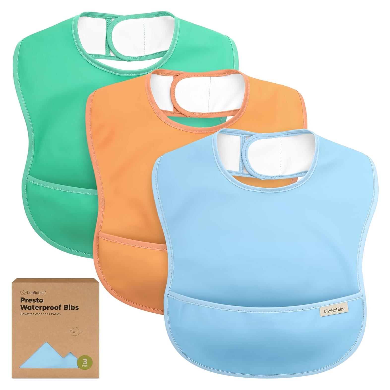 Paquete de 3 Baberos Impermeables KeaBabies para Bebés