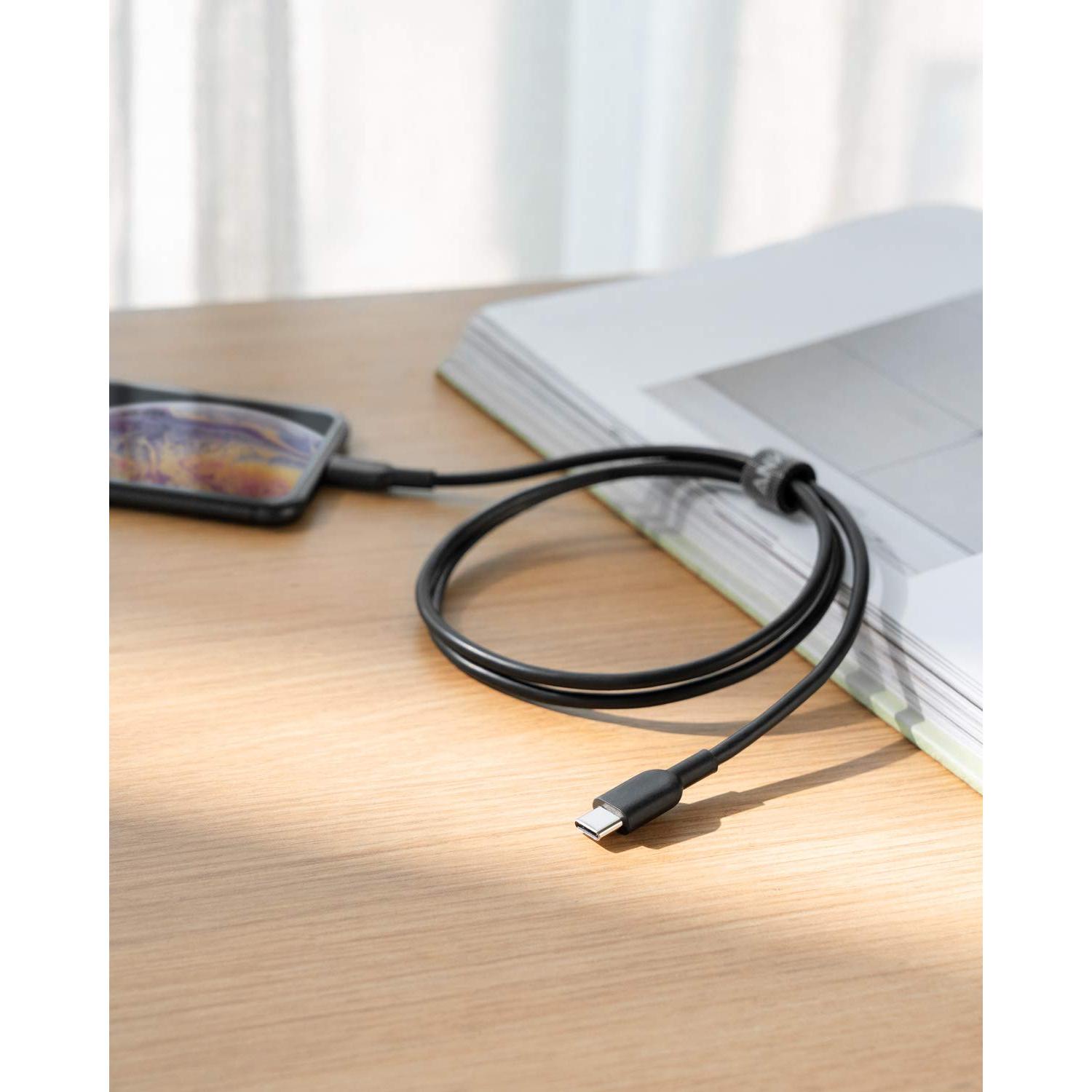 Cable USB C a Lightning Anker 0.91m Negro MFi Carga Rápida