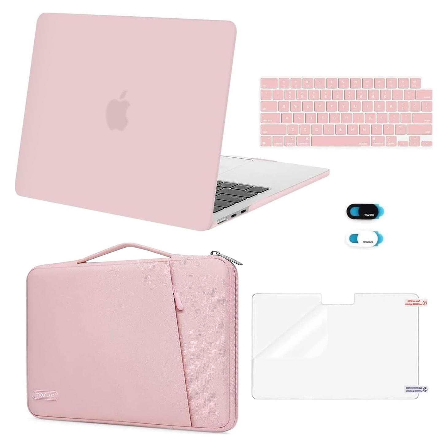 Funda Dura MOSISO para MacBook Air 13" M2 M3 M4 Rosa Bebé