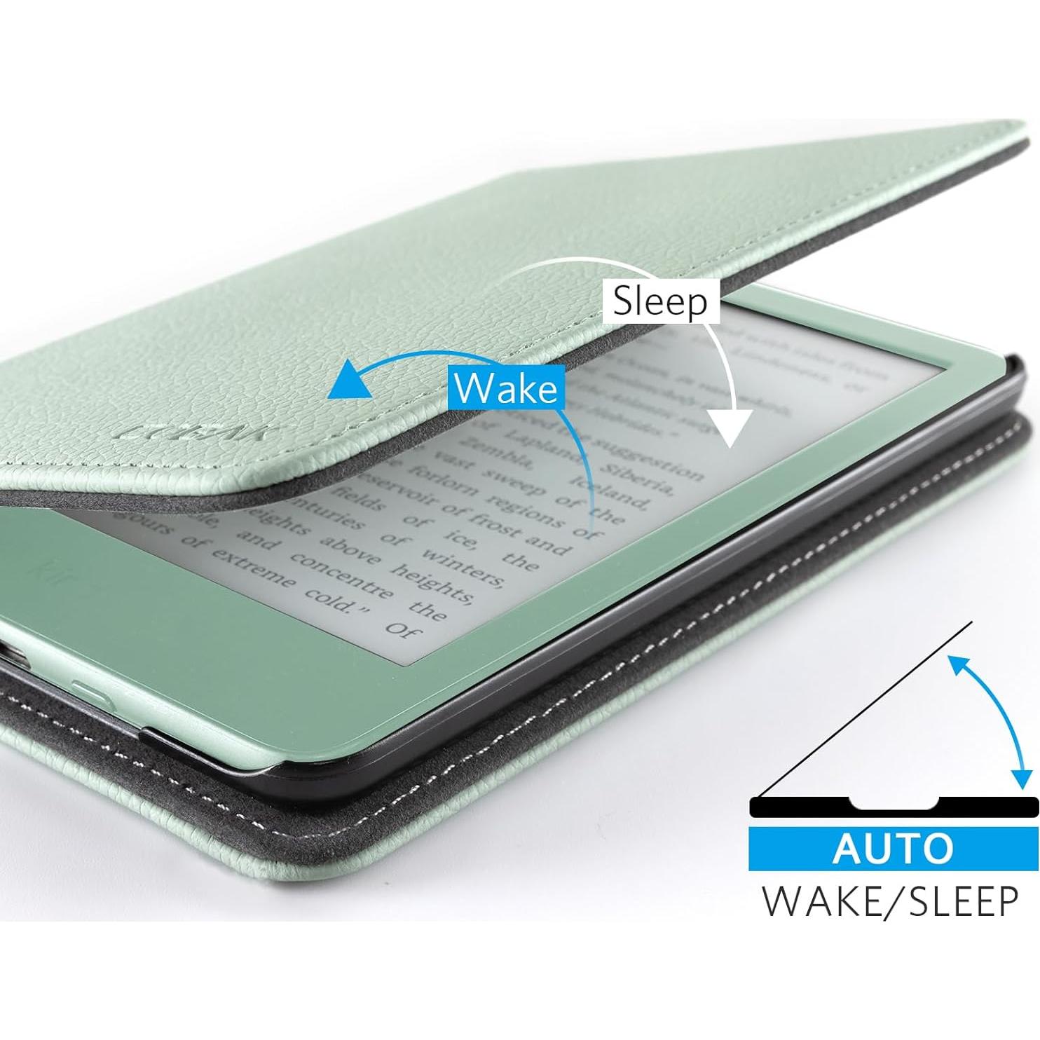 Funda CoBak para Kindle 6" 2024/2022 - Cuero PU Verde Salvia