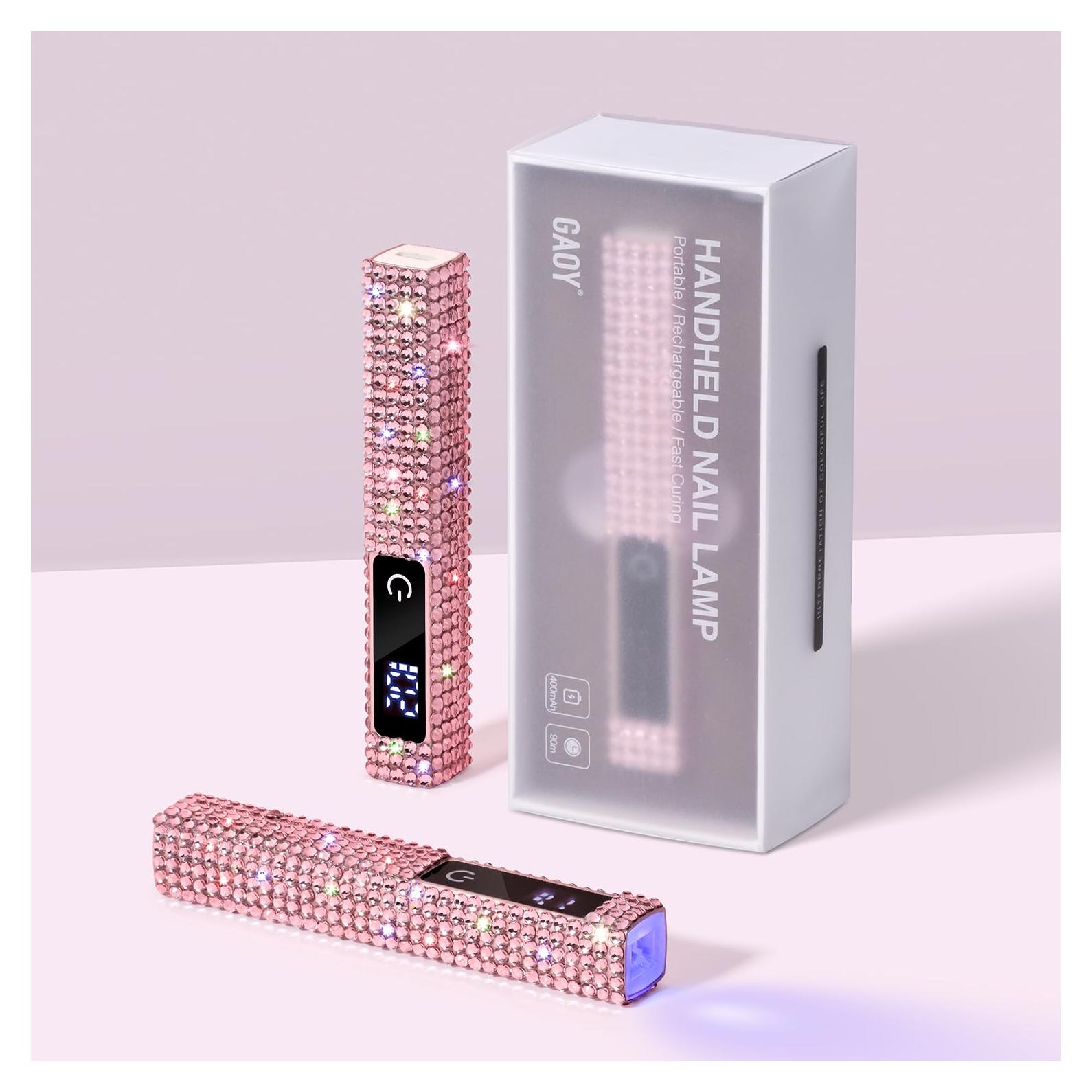 Luz UV de Mano GAOY Rosa Diamante, Mini Lámpara Uñas Gel