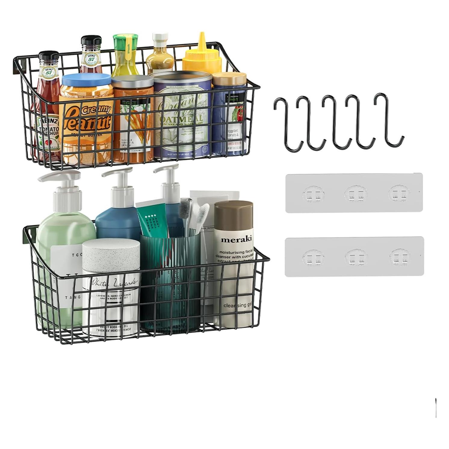 Cestas de Alambre Colgantes Sonyabecca - 2 Unidades con Ganchos