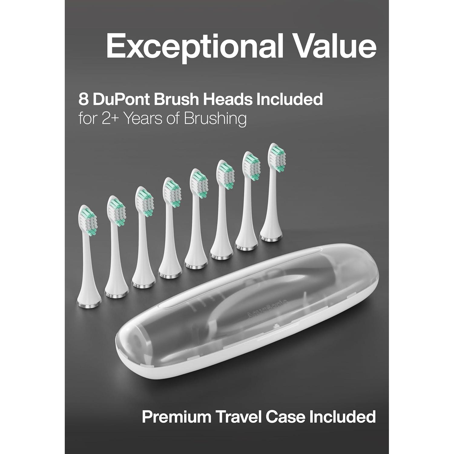 Cepillo de dientes eléctrico Aquasonic Vibe - 40,000 VPM, 8 cabezales