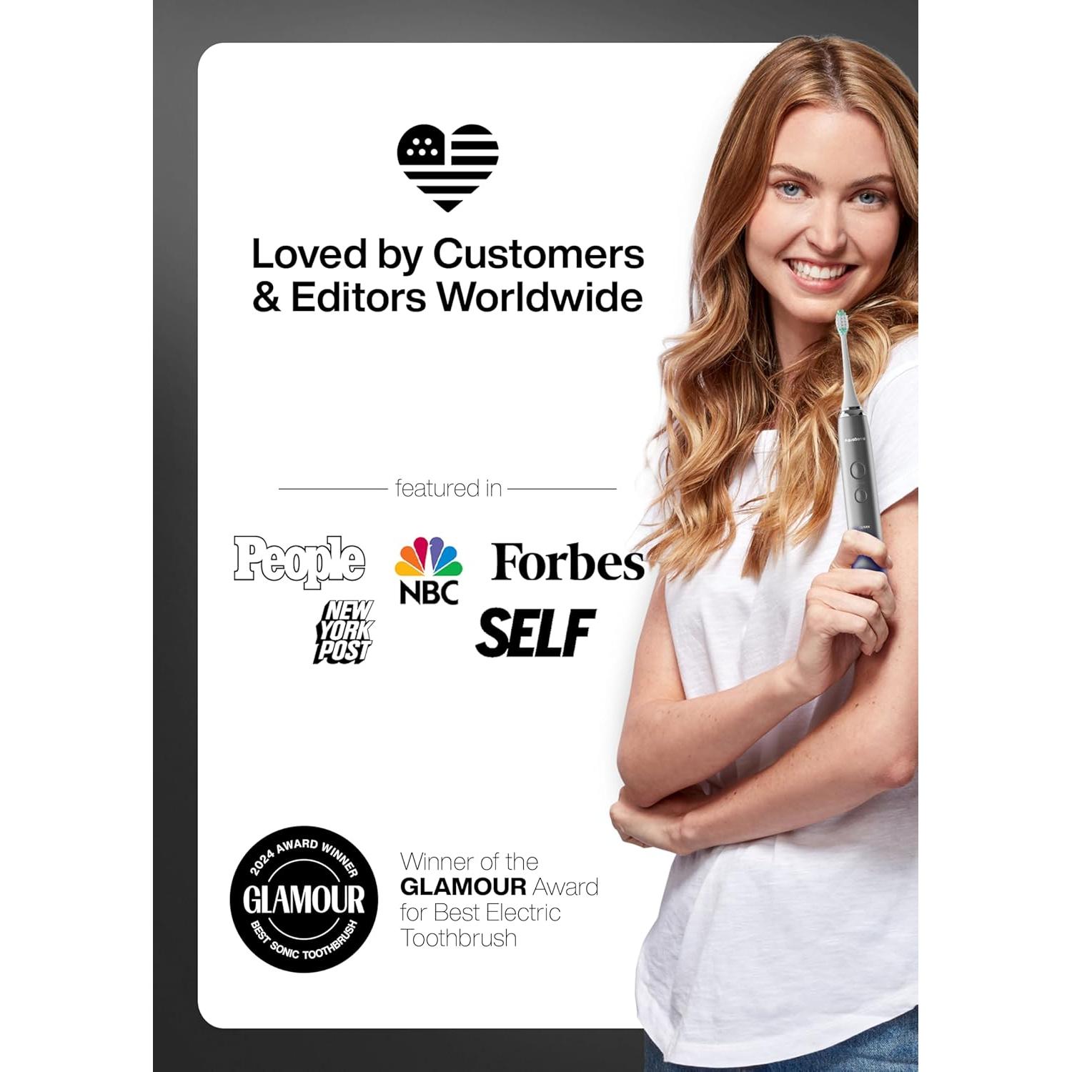 Cepillo de dientes eléctrico Aquasonic Vibe - 40,000 VPM, 8 cabezales