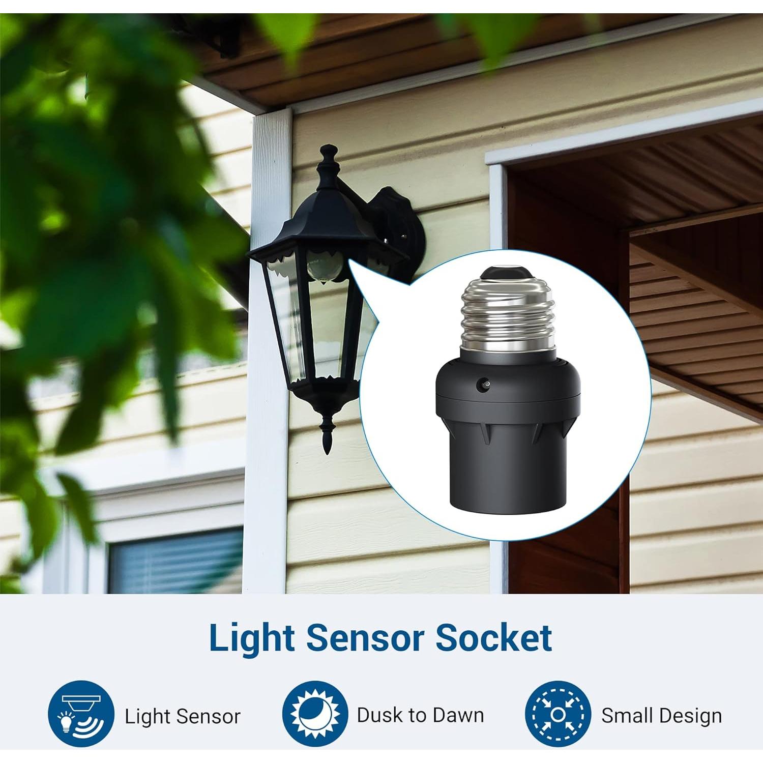 Toma de Sensor de Luz DEWENWILS E26/E27 Automática 6 Unidades