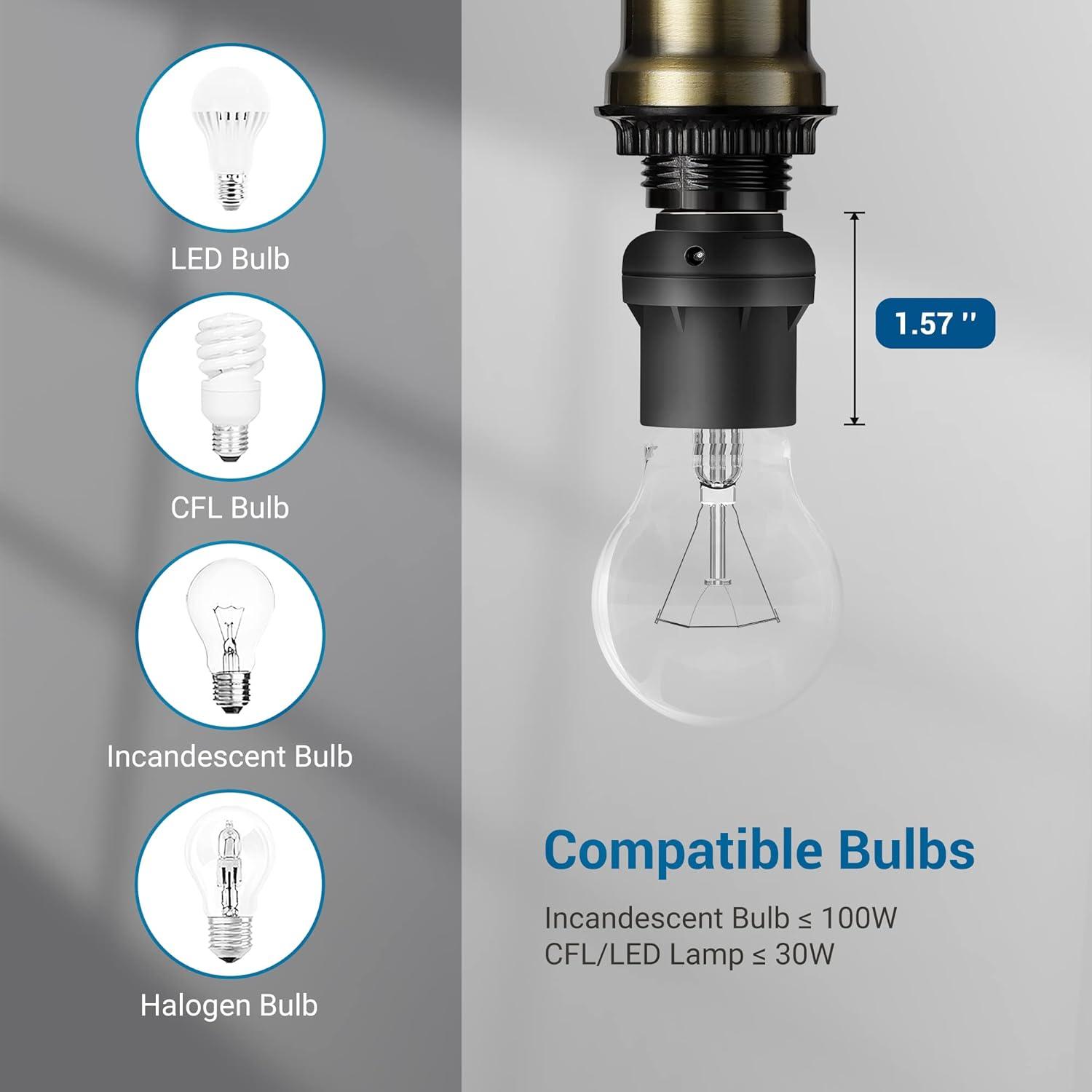 Toma de Sensor de Luz DEWENWILS E26/E27 Automática 6 Unidades