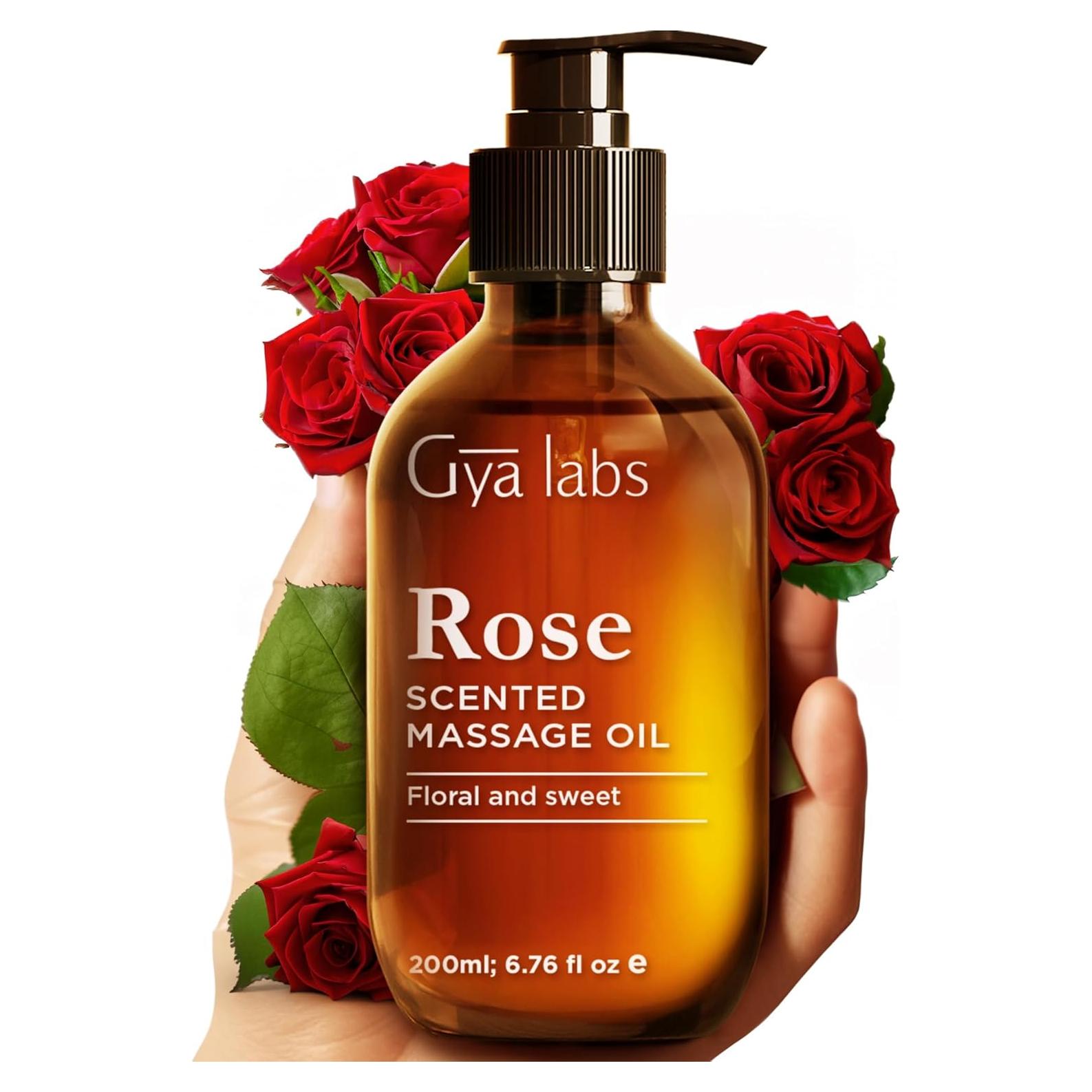 Aceite de Masaje de Rosa Gya Labs - 200 ml - Hidratante y Relajante