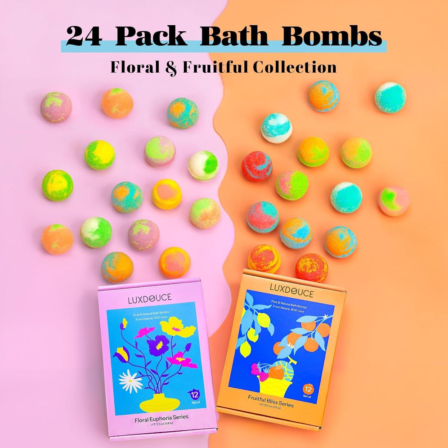 Juego de 24 Bombas de Baño LUXDOUCE - Aromas Florales y Frutales