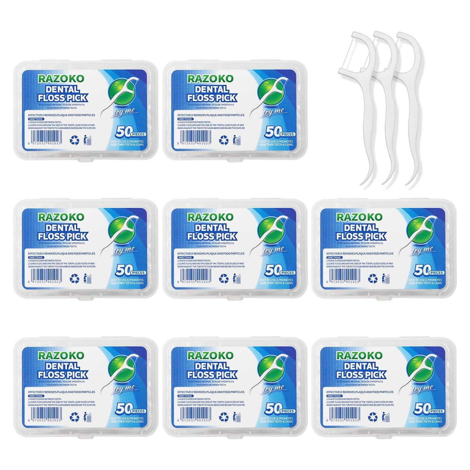 Palillos de Hilo Dental RAZOKO 400 Piezas con Estuche