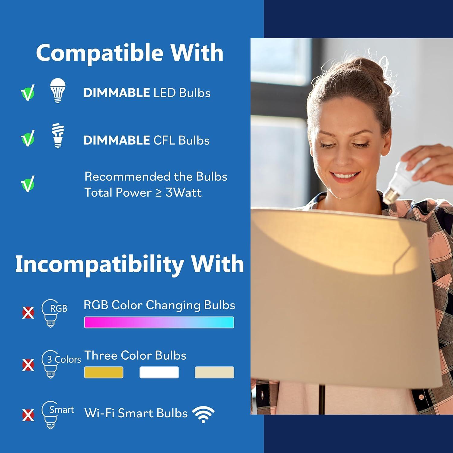 Interruptor Regulador de Lámpara de Mesa LIDER Negro 200W