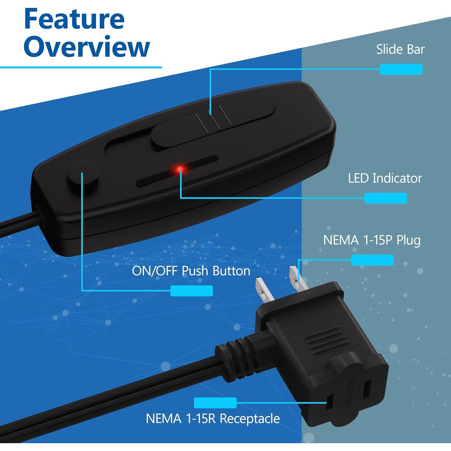 Interruptor Regulador de Lámpara de Mesa LIDER Negro 200W