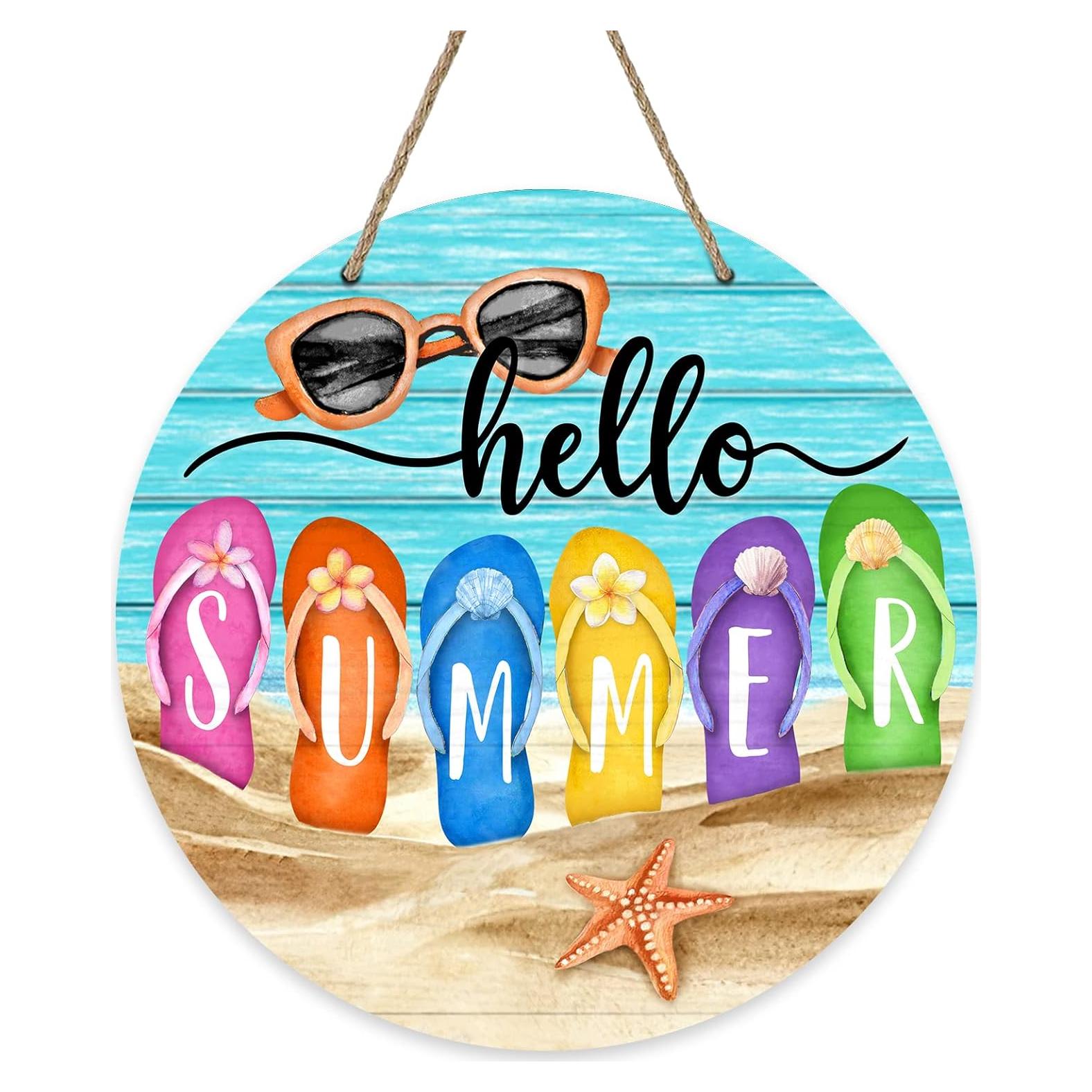 Cartel de Puerta Deroro Hola Verano Chanclas 30.48 cm