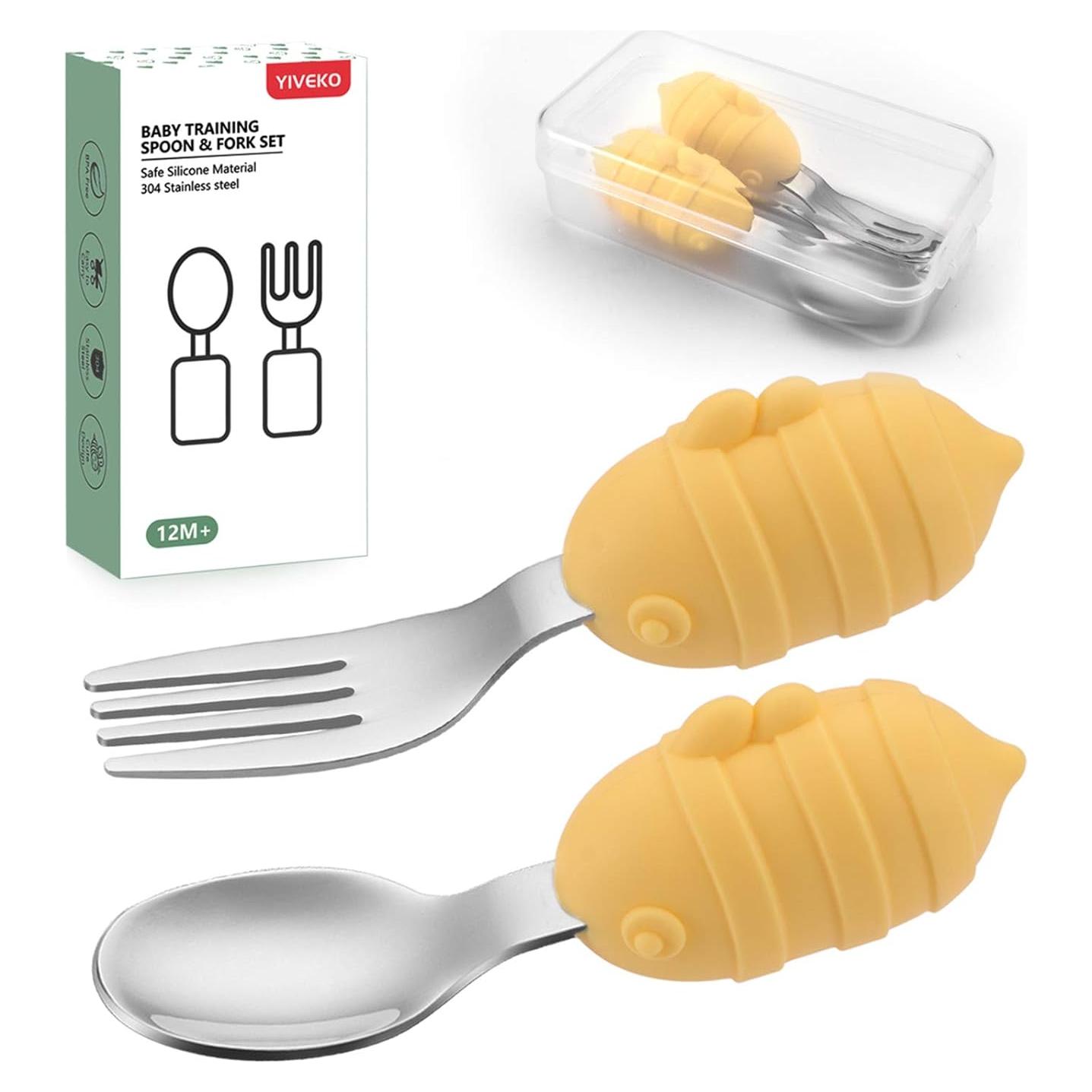 Juego de Cuchara y Tenedor para Bebés YIVEKO - Abejas