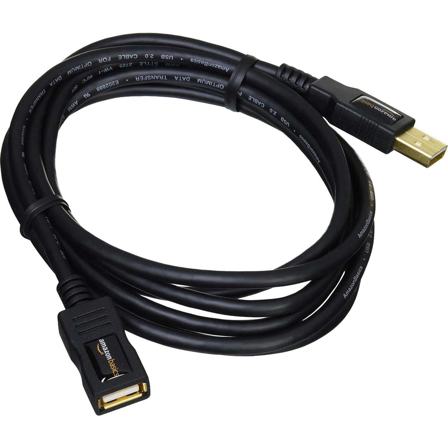 Cable de Extensión USB 2.0 Amazon Basics Macho a Hembra 2m