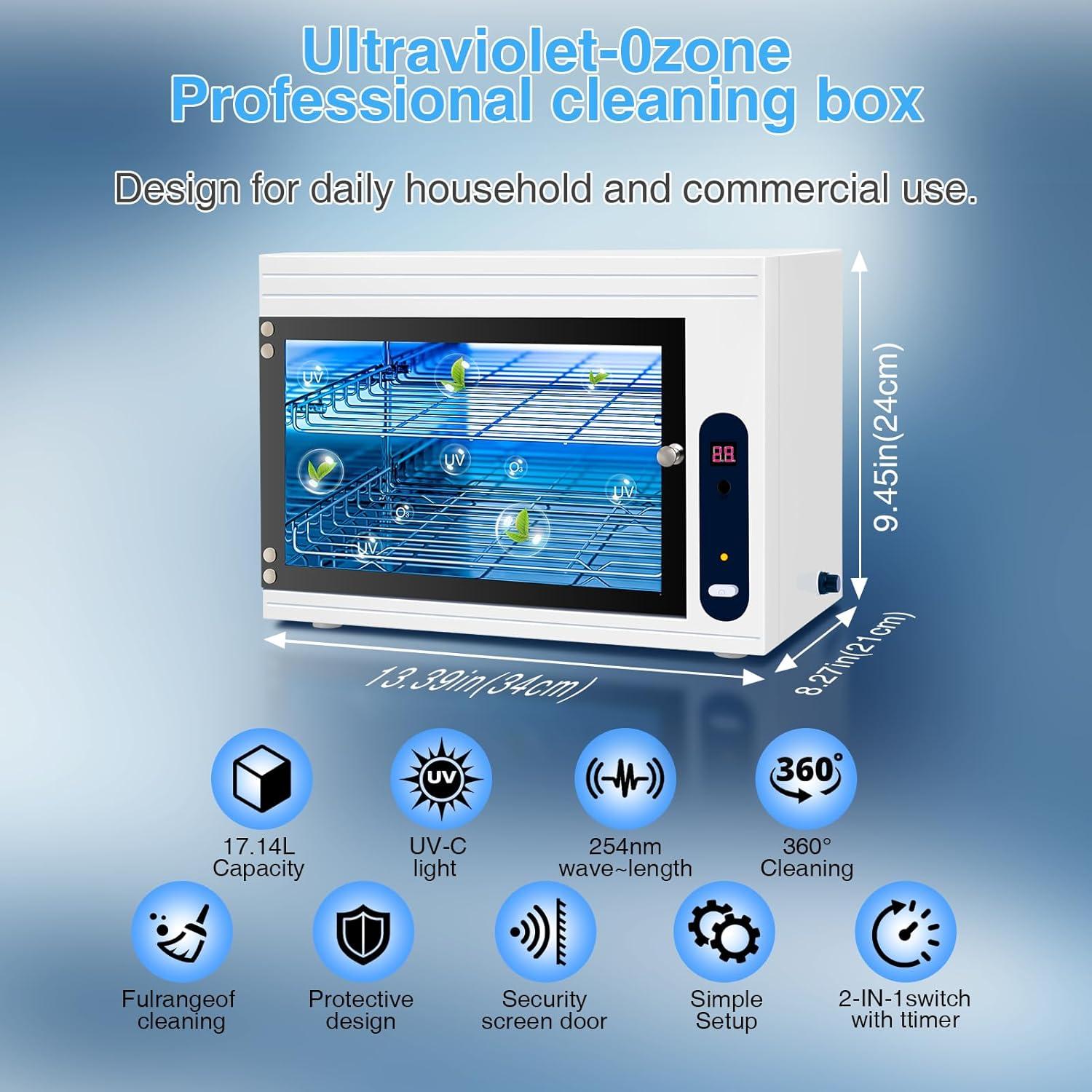 Máquina de Limpieza UV 17L BRBLUERISE para Herramientas de Uñas