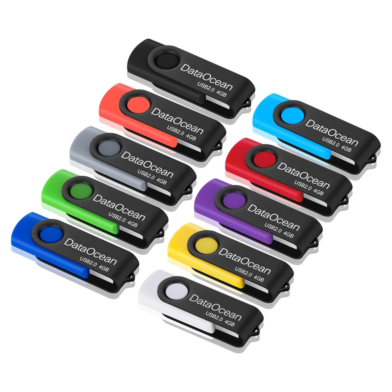 Paquete de 10 Memorias USB DataOcean 4GB Colores Mezclados