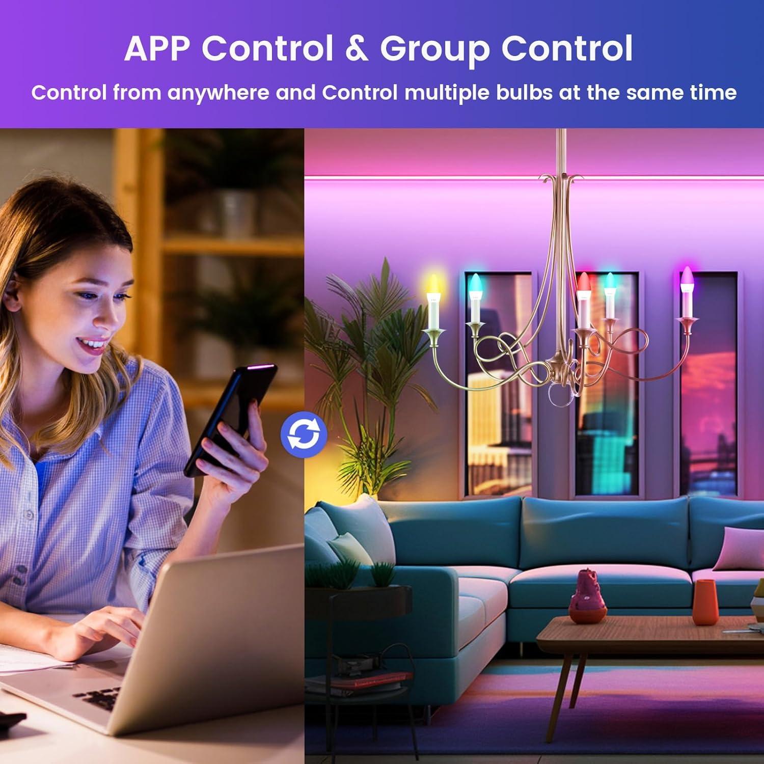 Bombillas LED Candelabro OHLUX 4W E12 16 Millones de Colores