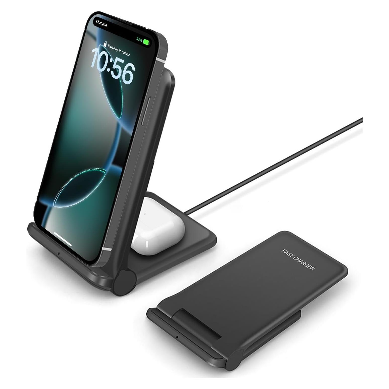 Cargador Inalámbrico 25W PDKUAI 2 en 1 Plegable para iPhone y Samsung