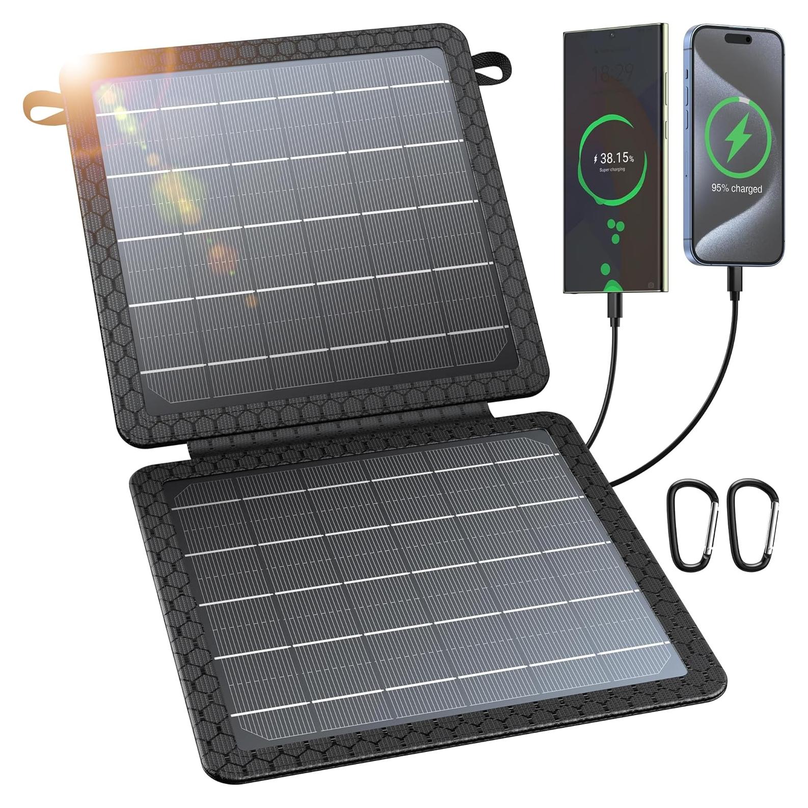 Cargador Solar Portátil BLAVOR 10W USB-C y USB-A Impermeable