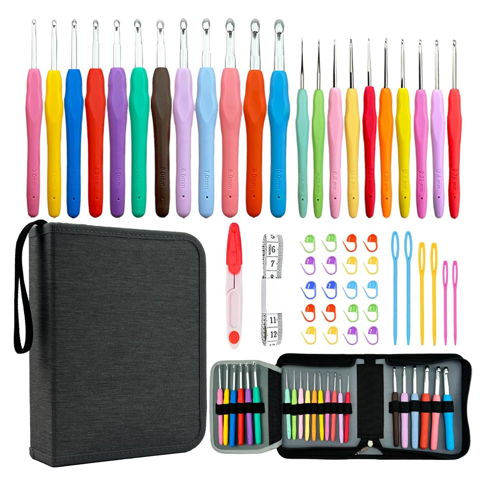Set de Ganchillos Ergonómicos Hobekoee 22 Piezas 0.5-10mm