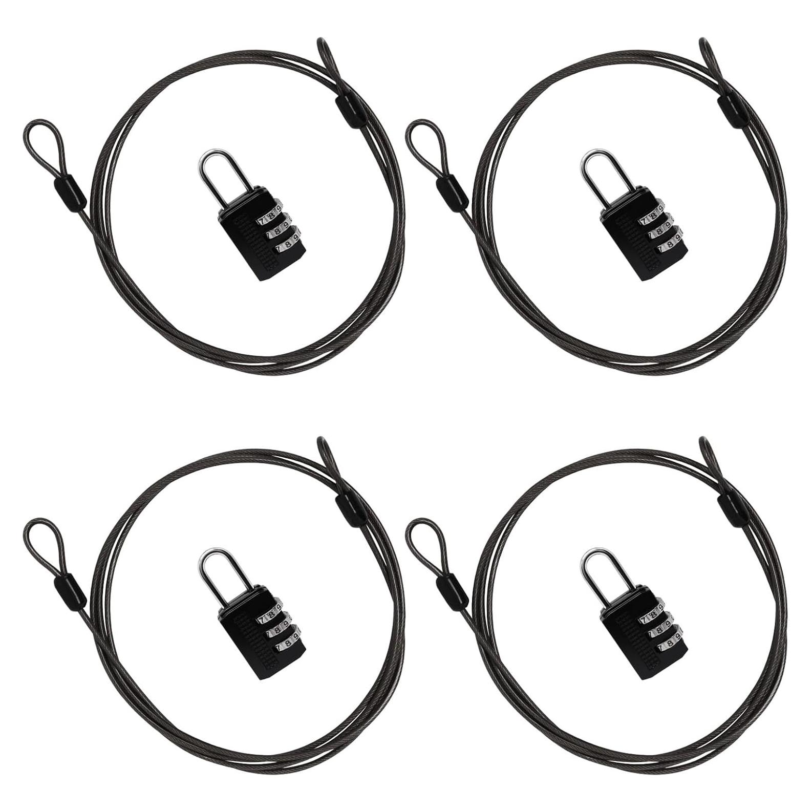 Cable de bloqueo de acero trenzado S SYDIEN 1.52 m negro (4 piezas)