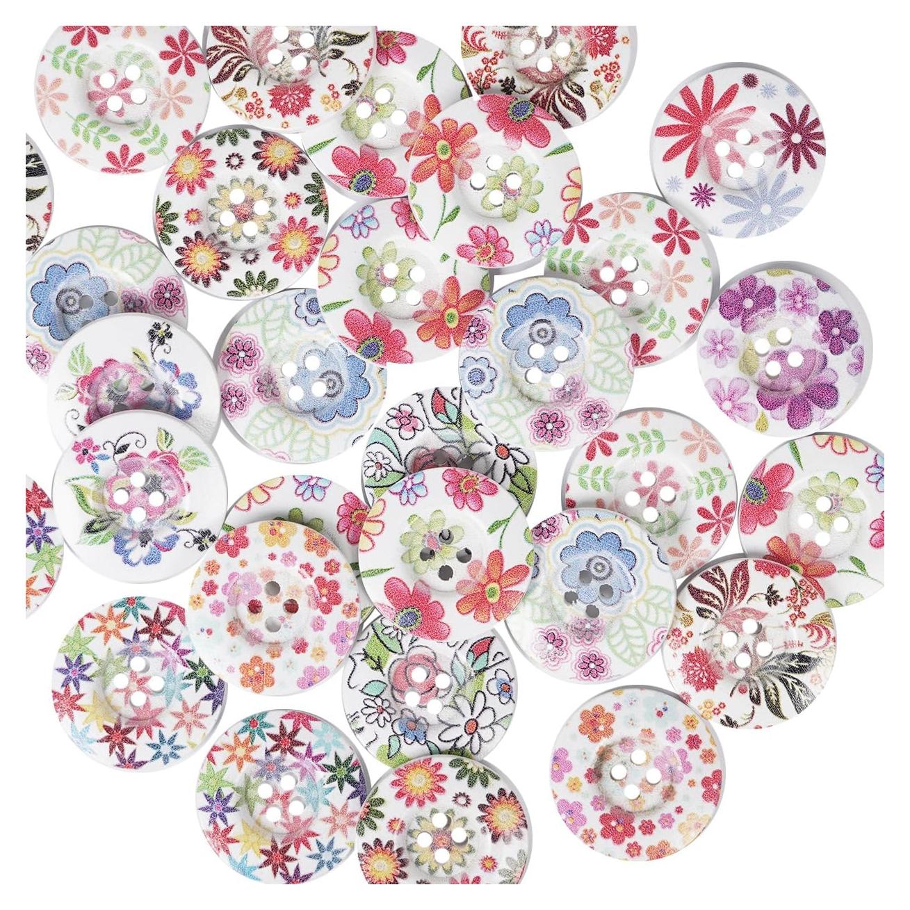 Botones de Madera Coloridos Chenkou Craft 25mm 40pcs