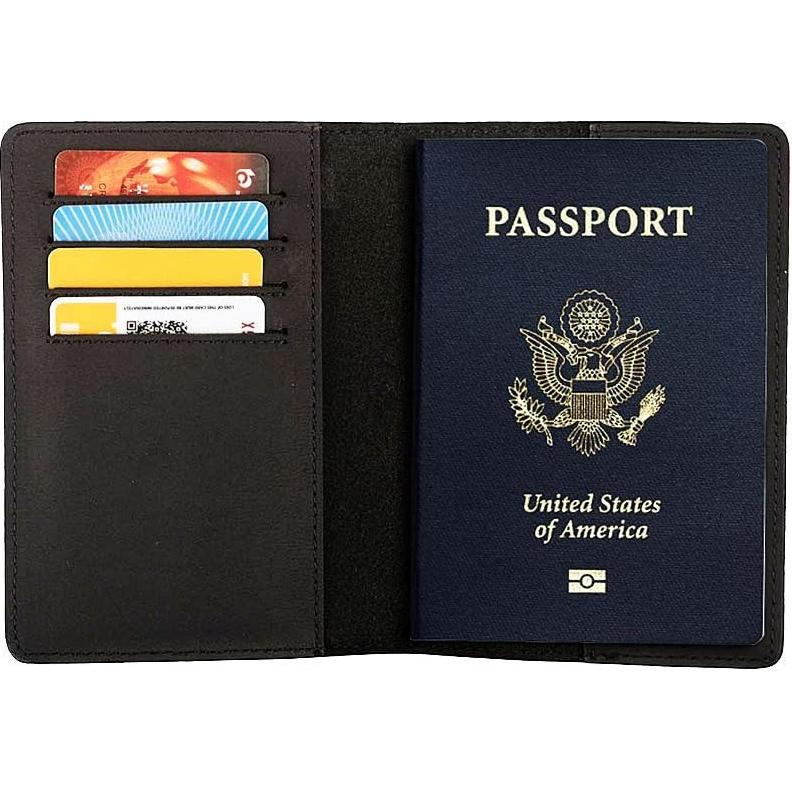 Funda de Pasaporte de Cuero Genuino AGBIADD RFID Negra