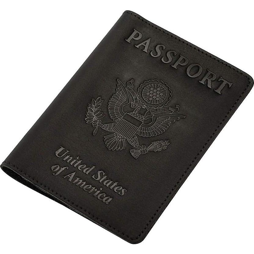 Funda de Pasaporte de Cuero Genuino AGBIADD RFID Negra