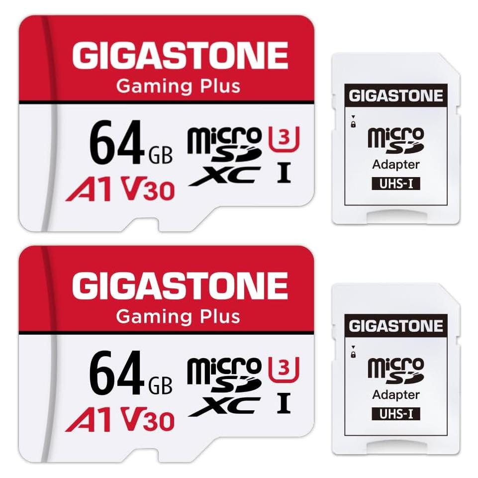 GIGASTONE 64GB Tarjeta Micro SD 2-Pack UHS-I U3 V30 4K