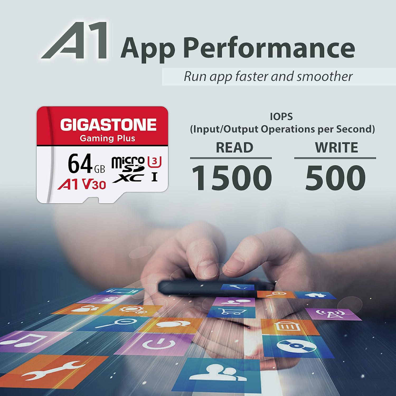 GIGASTONE 64GB Tarjeta Micro SD 2-Pack UHS-I U3 V30 4K