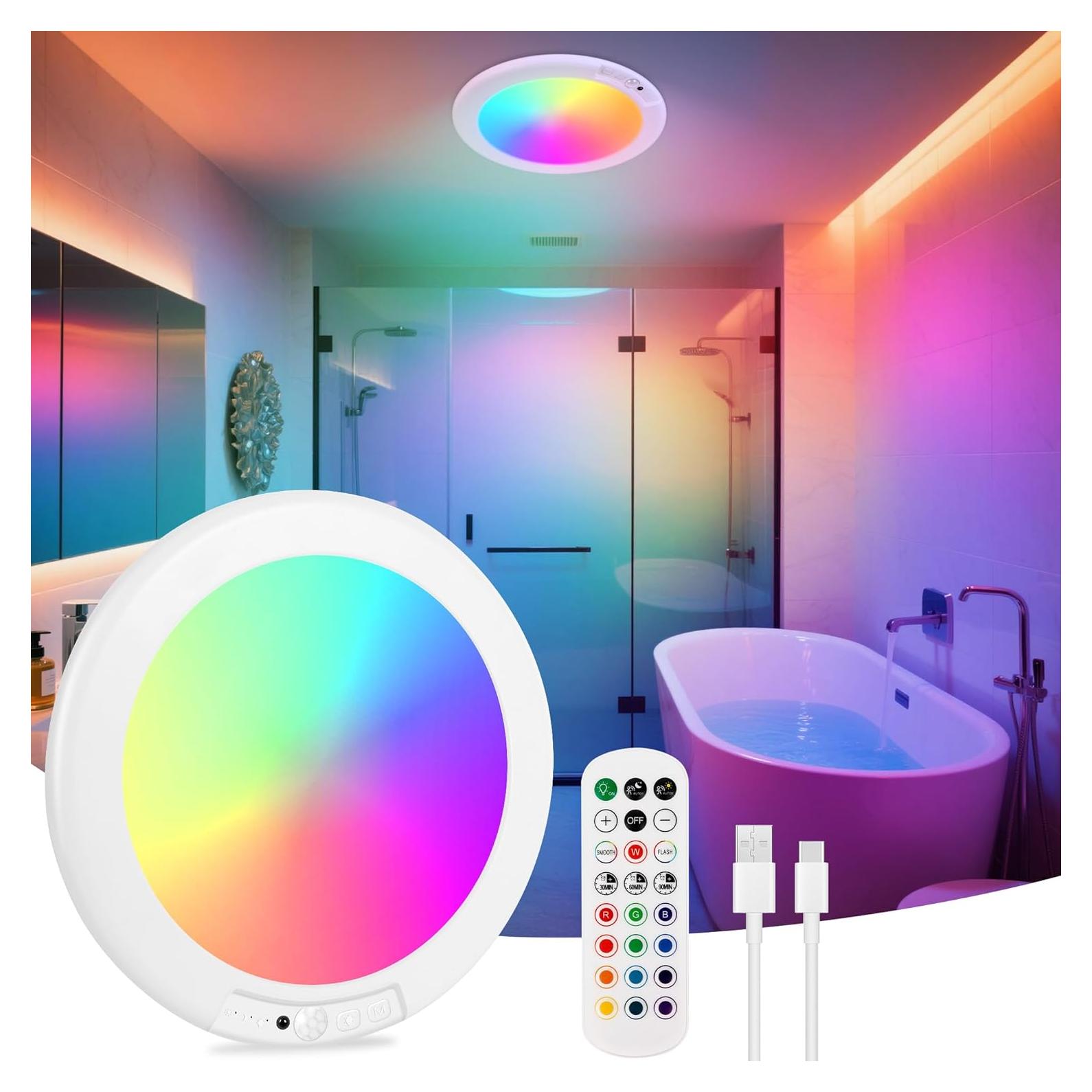 Luz de Ducha LED Rodalims con Control Remoto y Sensor 1 Paquete