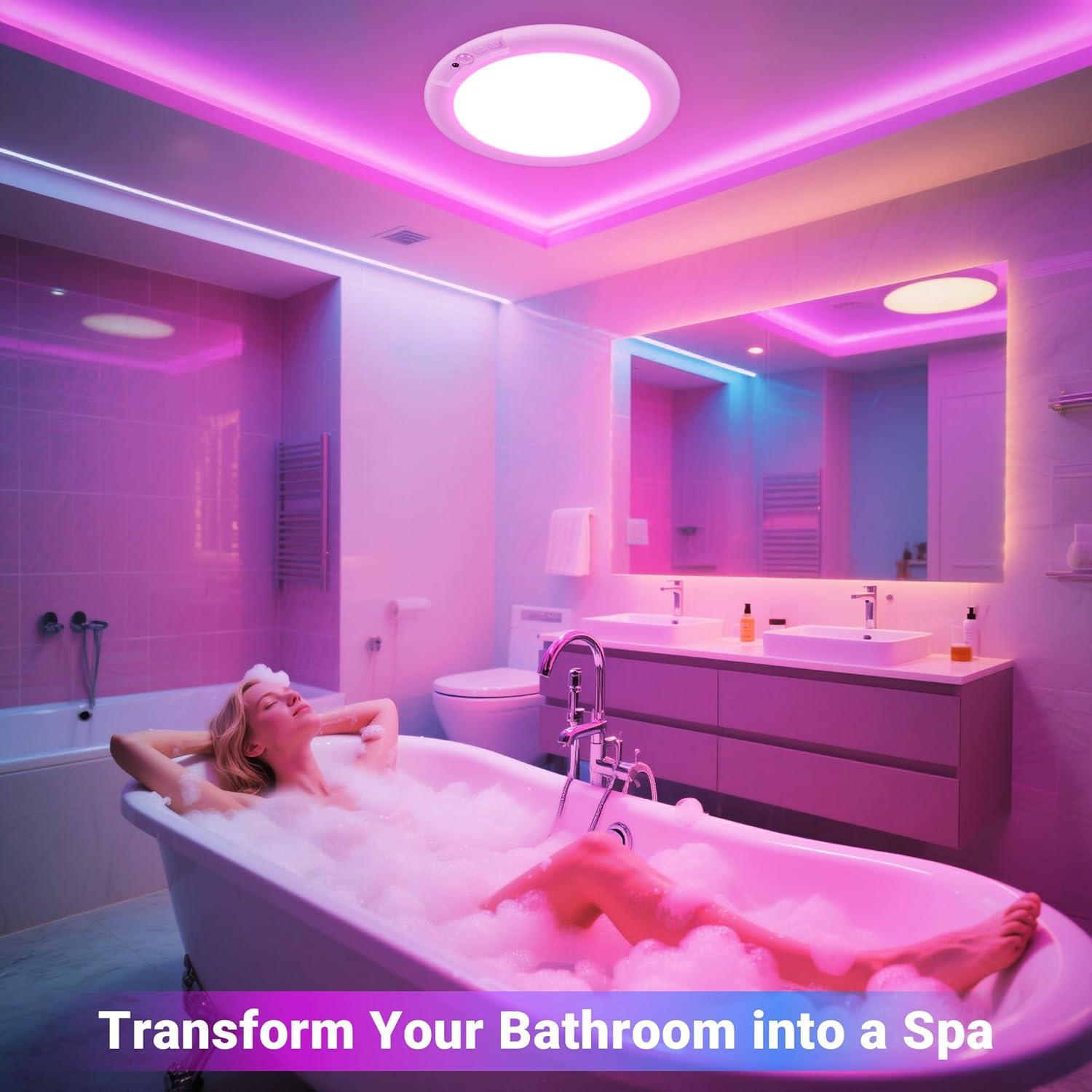 Luz de Ducha LED Rodalims con Control Remoto y Sensor 1 Paquete