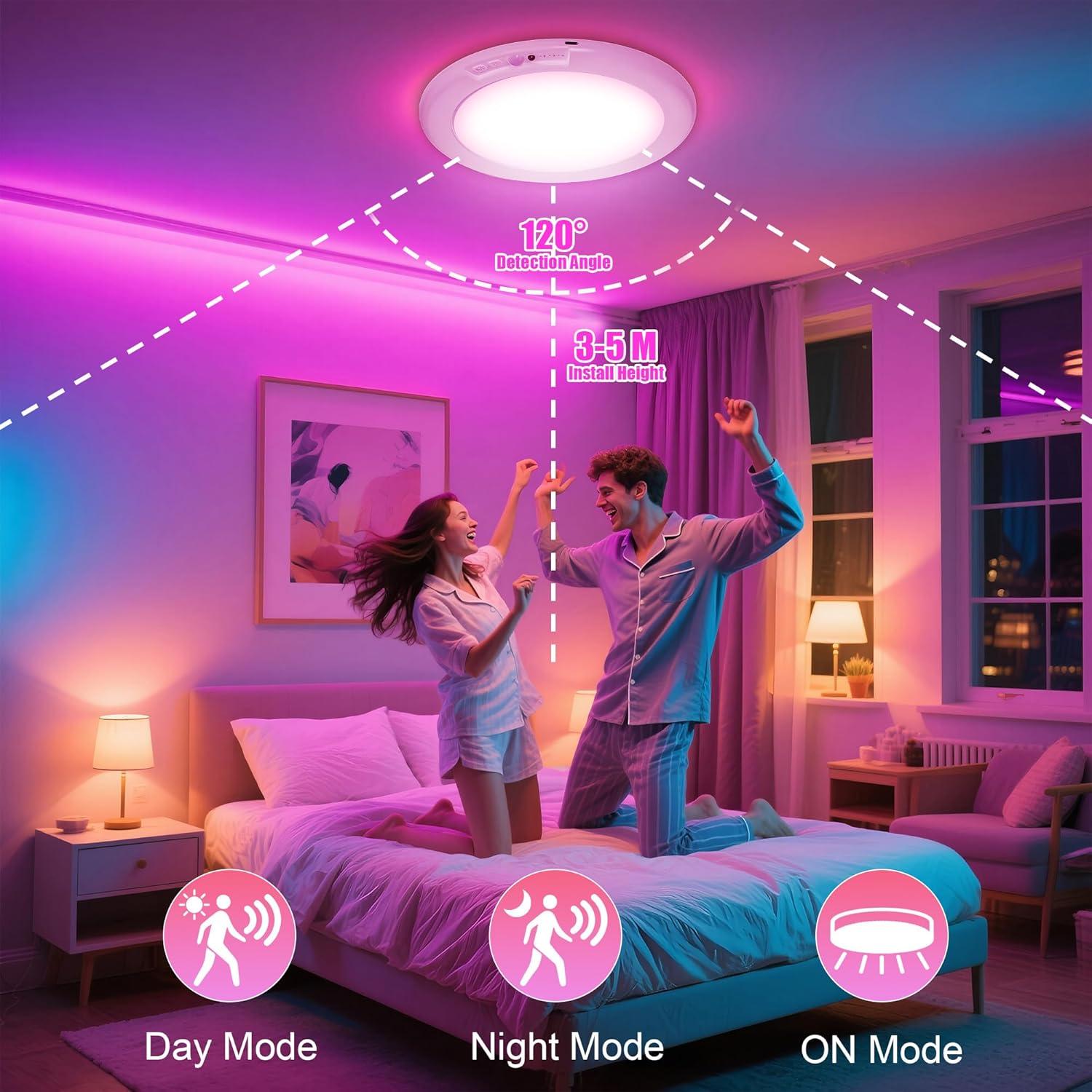 Luz de Ducha LED Rodalims con Control Remoto y Sensor 1 Paquete