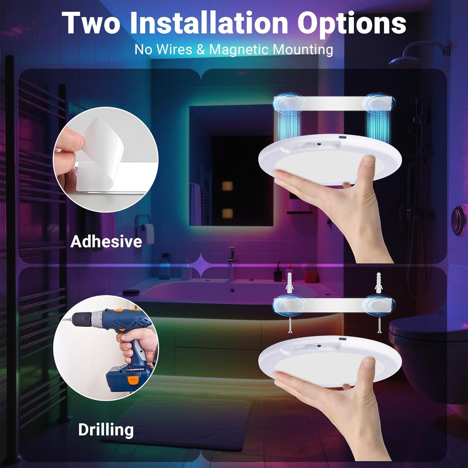 Luz de Ducha LED Rodalims con Control Remoto y Sensor 1 Paquete