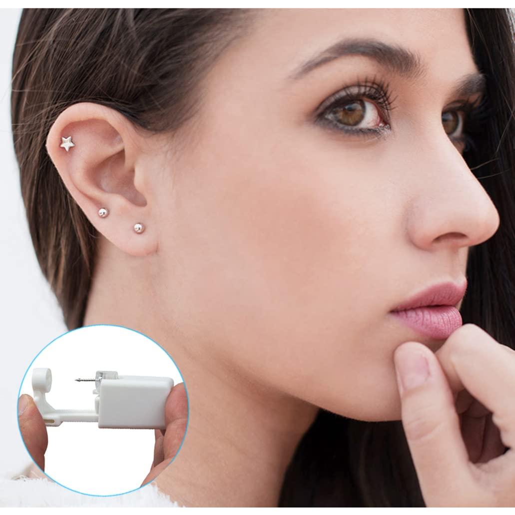 Kit de Perforación de Orejas Psaakon - 4 Pistolas Desechables con Aretes 3mm