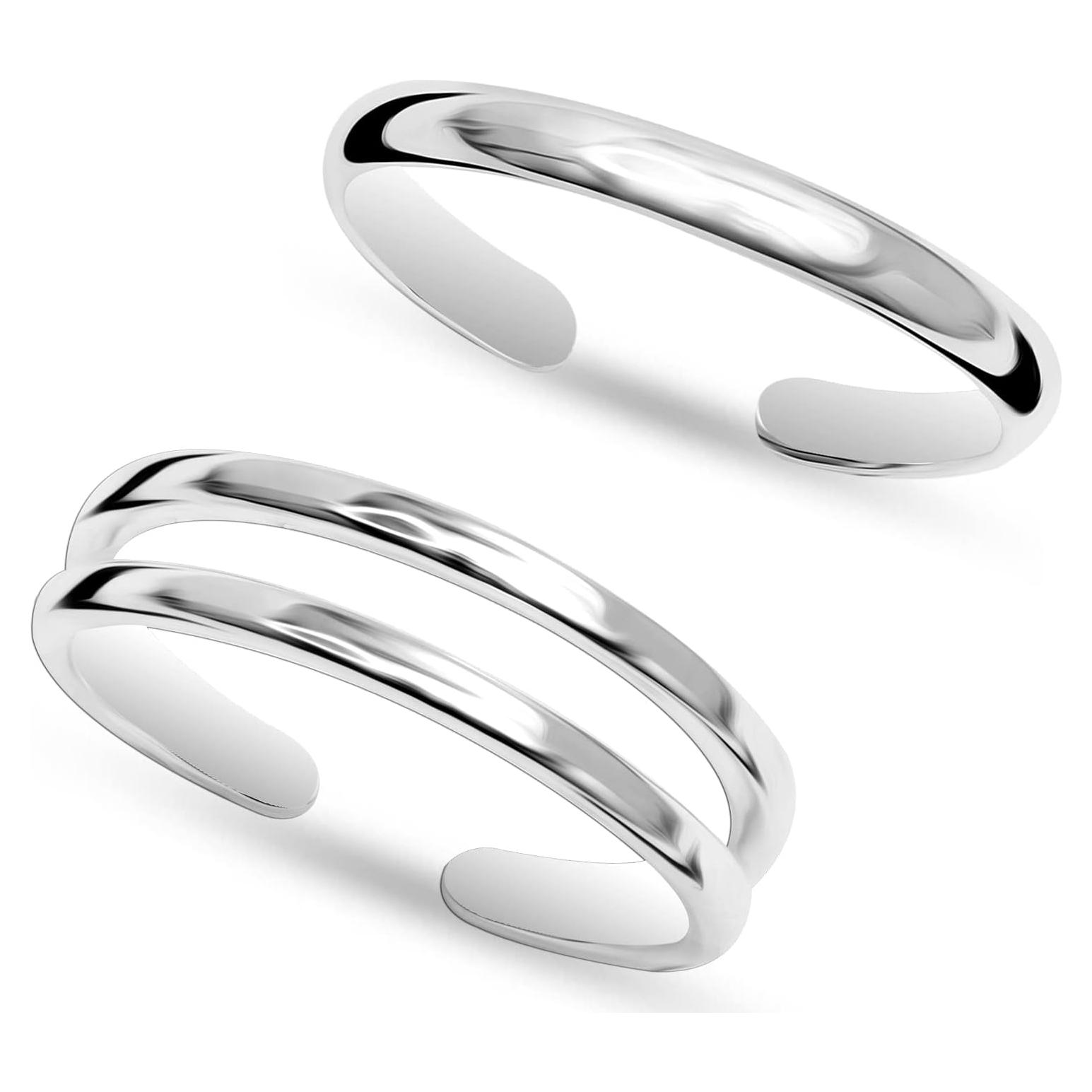 Anillo de Dedo Minimalista LeCalla 925 Plata Esterlina 2 Piezas